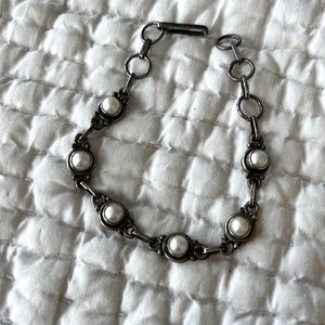 Antique 1920s silver and Pearl adjustable bracelet